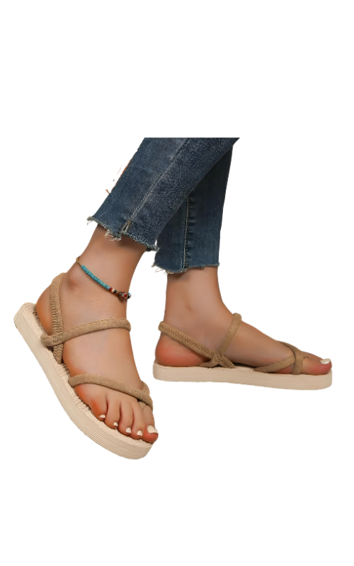 Women's fashion trend elastic anti-slip wear-resistant soft soled flat sandals